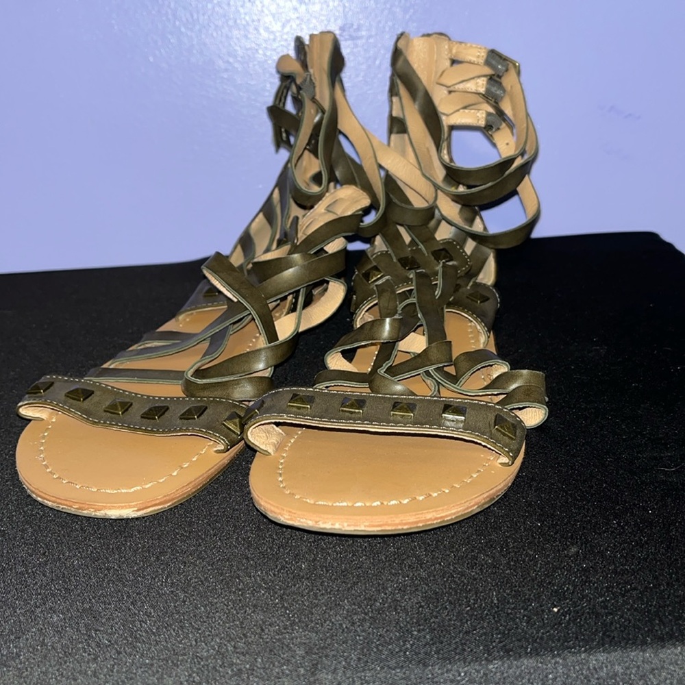 Army Green Studded Sandals